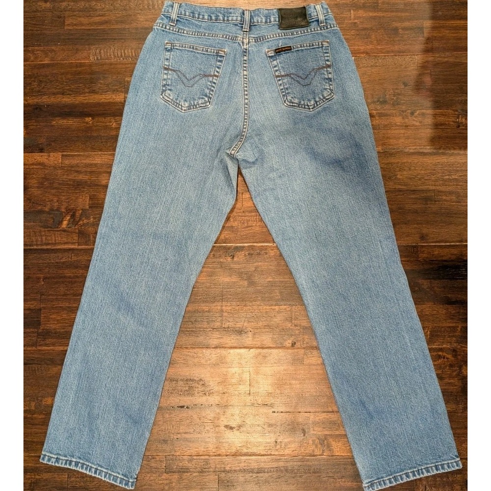 Vintage Harley Davidson Jeans Women 30x28 Light Blue Straight Leg High Rise - Picture 3 of 11